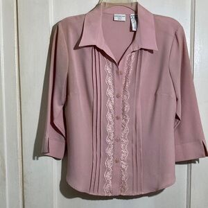 dressbarn Blush Pink Lace Blouse